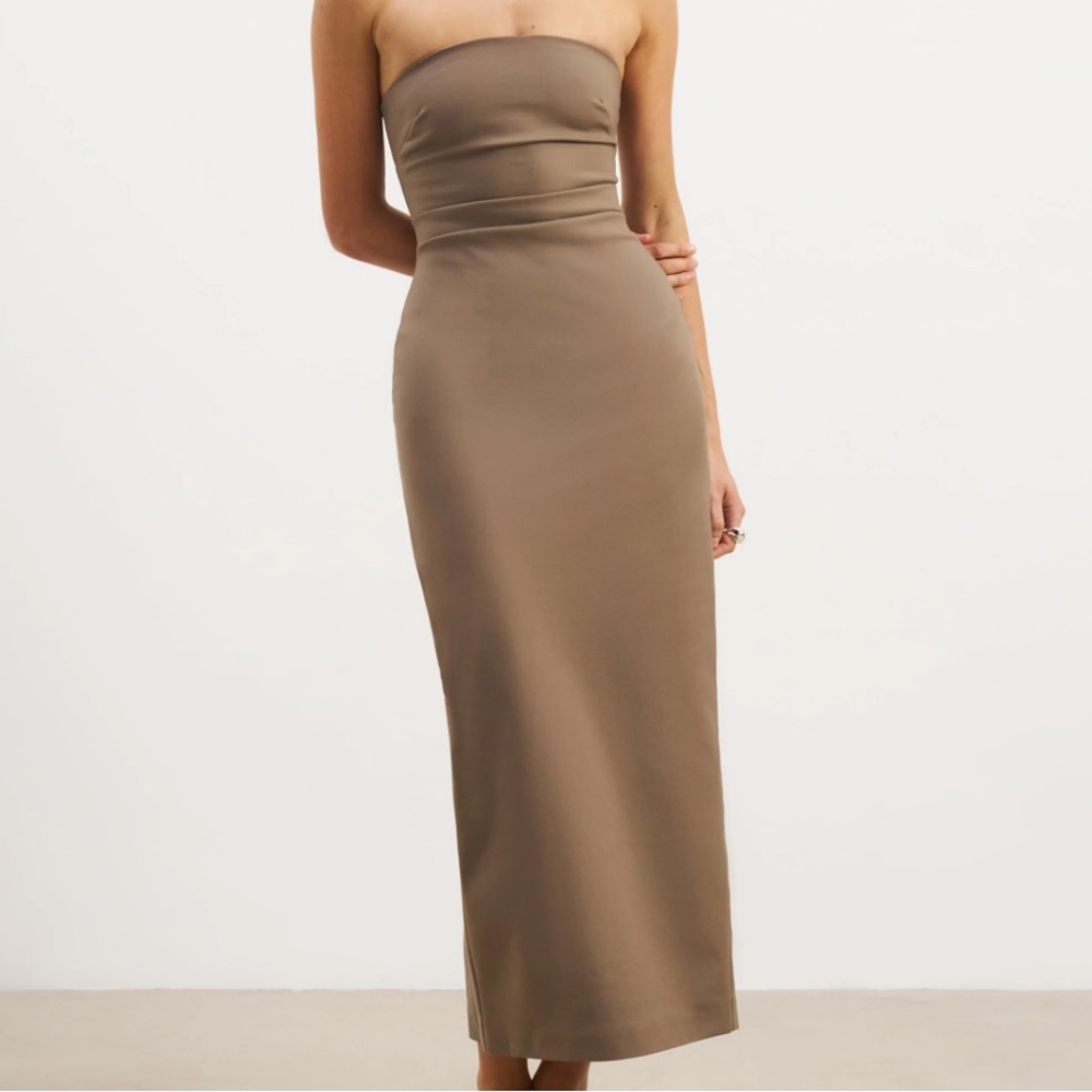BOA- NWT Latte Midaxi Strapless Ruched Midi Dress